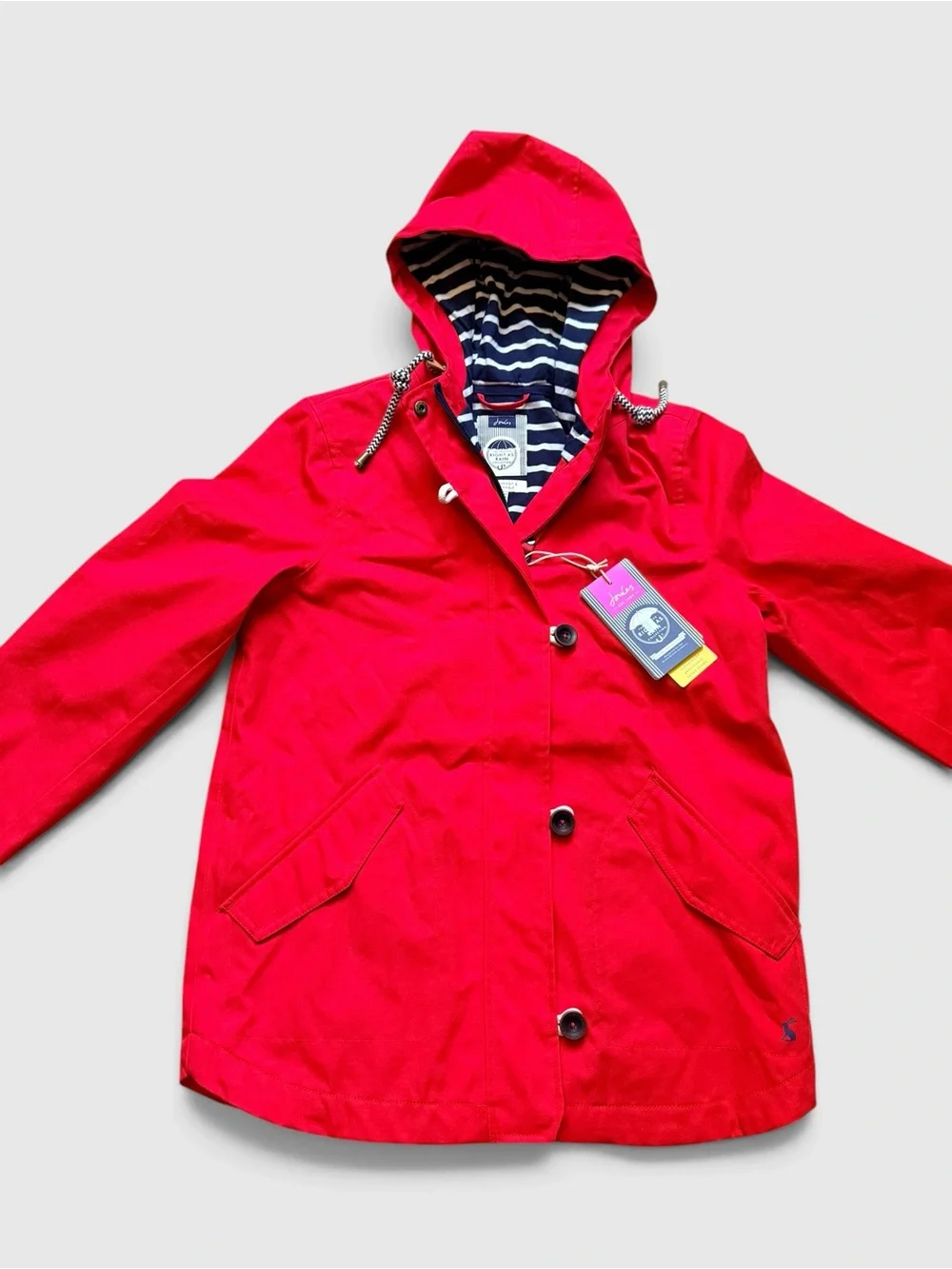 Joules Coast Right As Rain Jacket Women US 6 Red Waterproof Hooded NWT
